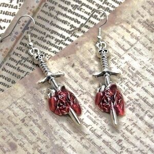 Sword Pierced Heart Earrings